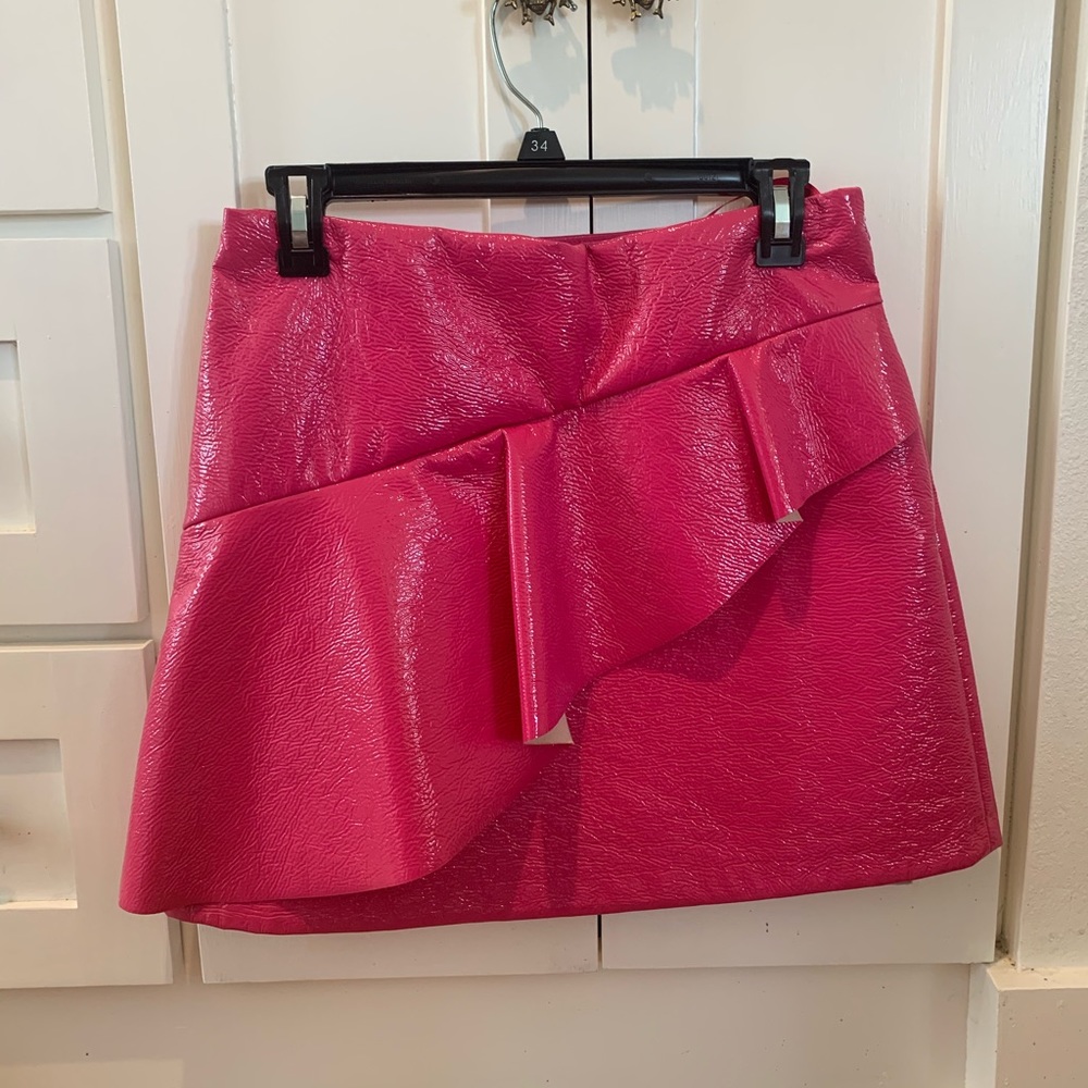 River Island Ruffle Vinyl Mini Skirt